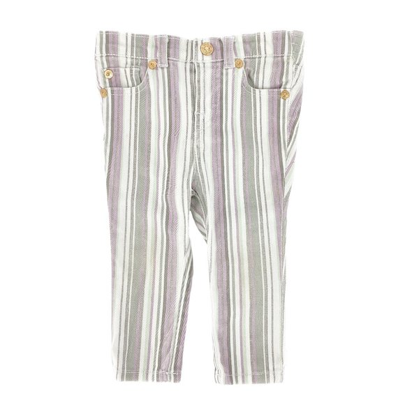 Baby 7 FOR ALL MANKIND Purple Green Striped Pants Size 12M - Picture 1 of 15
